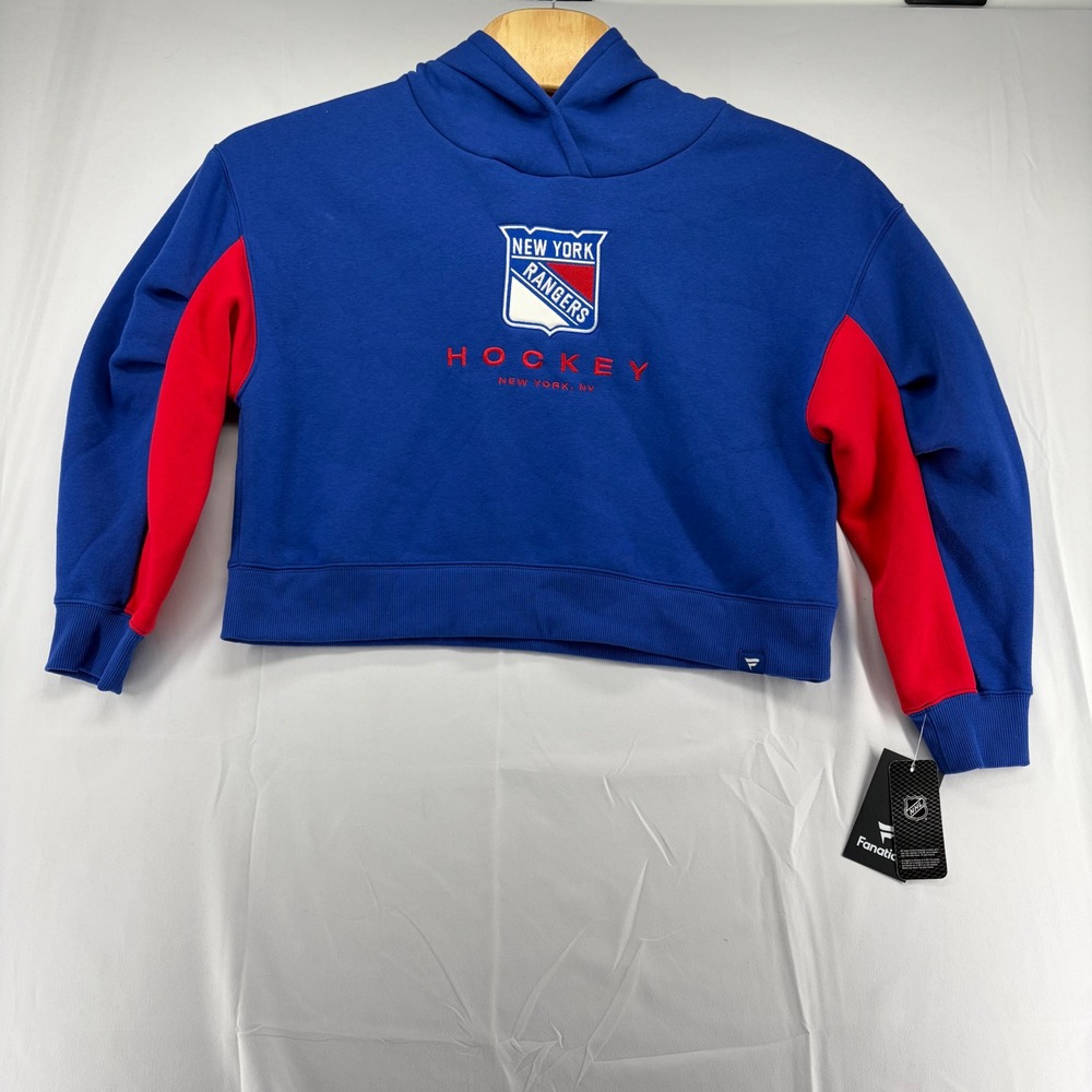 Fanatics New York Rangers NHL Womens Cropped Hoodie Blue Red S T7573